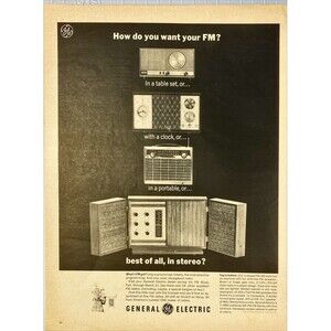 General Electric FM Stereo "best of all in Stereo?" Vintage Print Ad 1972
